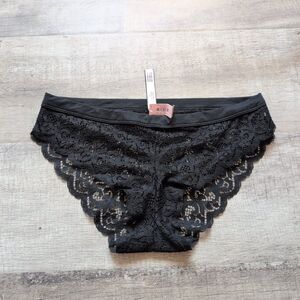 NEW NWT Body by VICTORIA SECRET 54A2-BLACK Lace Bikini PANTY M MEDIUM